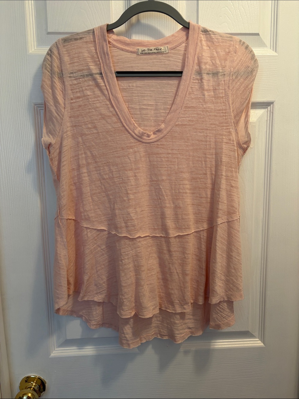 We The Free Pale Pink Layered V-Neck Tee